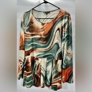 N TOUCH MULTI COLORFUL SWERVED PRINT PATTERN BLOUSE SIZE 14